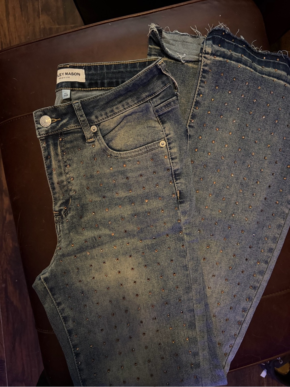 Ashley Maxson Women  Embellished Blue Denim Jeans
